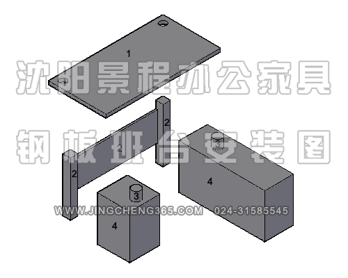钢板班台安装示意图