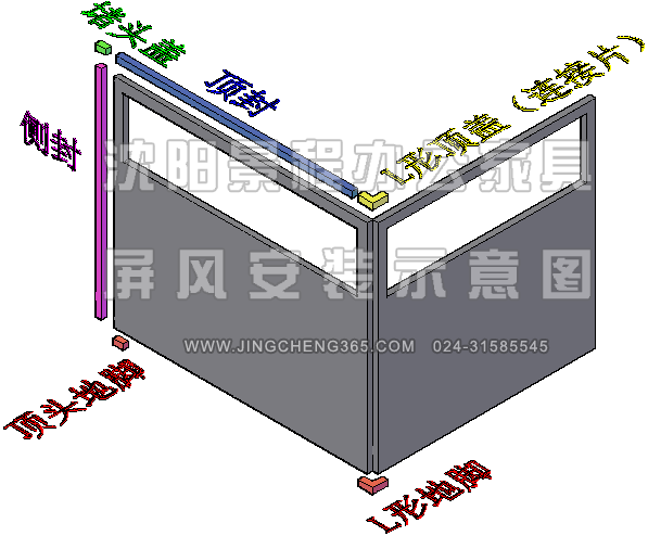 办公隔断安装示意图